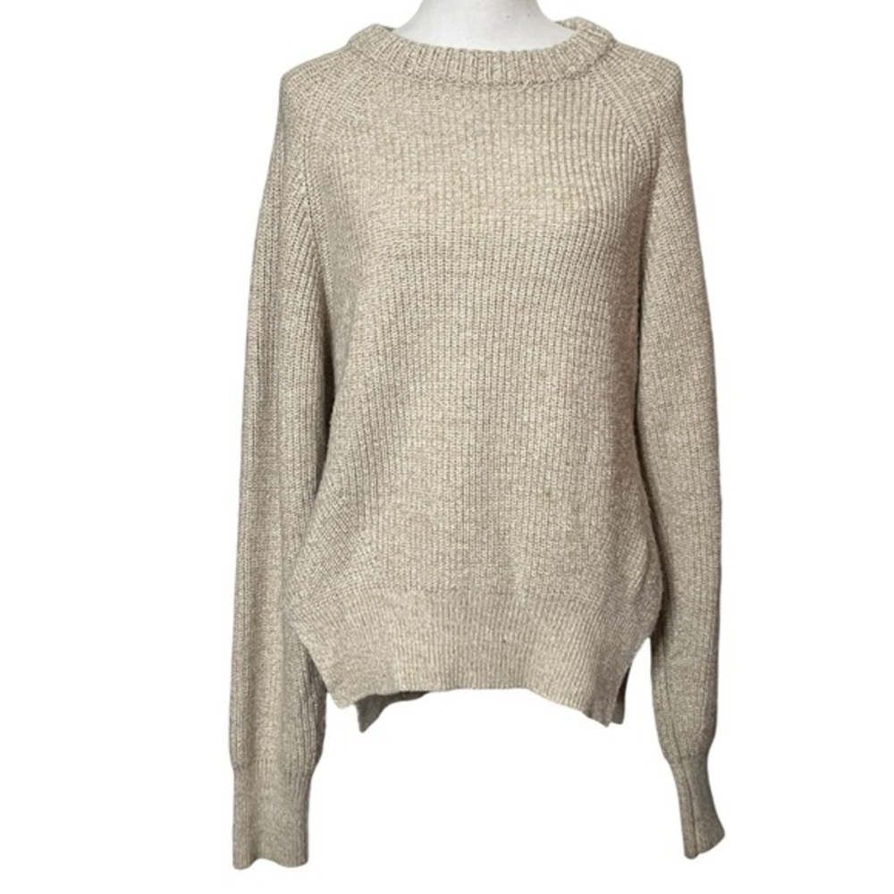 Modern Citizen Oatmeal Knit Sweater Small Chunky Crewneck Ribbed Minimalist Cozy - Picture 2 of 9